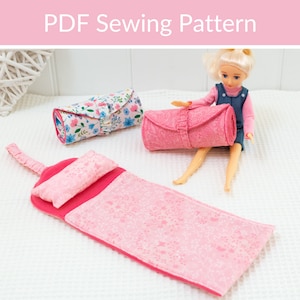 Easy Doll Bed Sewing Pattern, Sleeping Bag for 12 Inch Dolls, Doll Accessory Sewing Pattern, Beginner Sewing Pattern