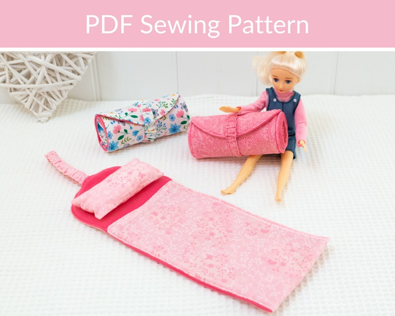 Doll Accessory Sewing Pattern, 12 Inch Doll Bed, Beginner Sewing Pattern image 1
