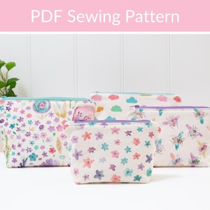 Beginner Makeup Bag Sewing Pattern PDF: Fully Lined Zipper Pouch, Easy Project