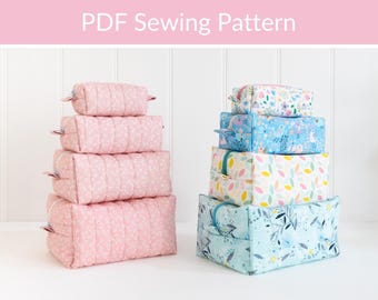 Quilted Boxy Pouch Sewing Pattern: Beginner Zipper Bag, PDF Tutorial