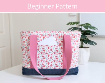 Beginner Sewing Pattern: Lined Market Tote Bag (PDF Pattern)