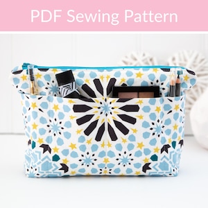 Toiletry Bag Pattern, Cosmetic Bag, Zipper Pouch, Make Up Pouch PDF Sewing Pattern