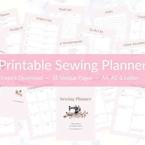 Sewing Planner Printable PDF, Sewing Organiser, Sewing Journal, Sewing Accessories