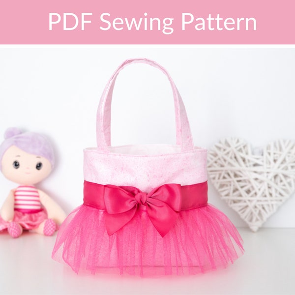 Child's Ballerina Tote Bag PDF Sewing Pattern, Kids Tutu Bag, Ballet Bag, Childs Tote Bag