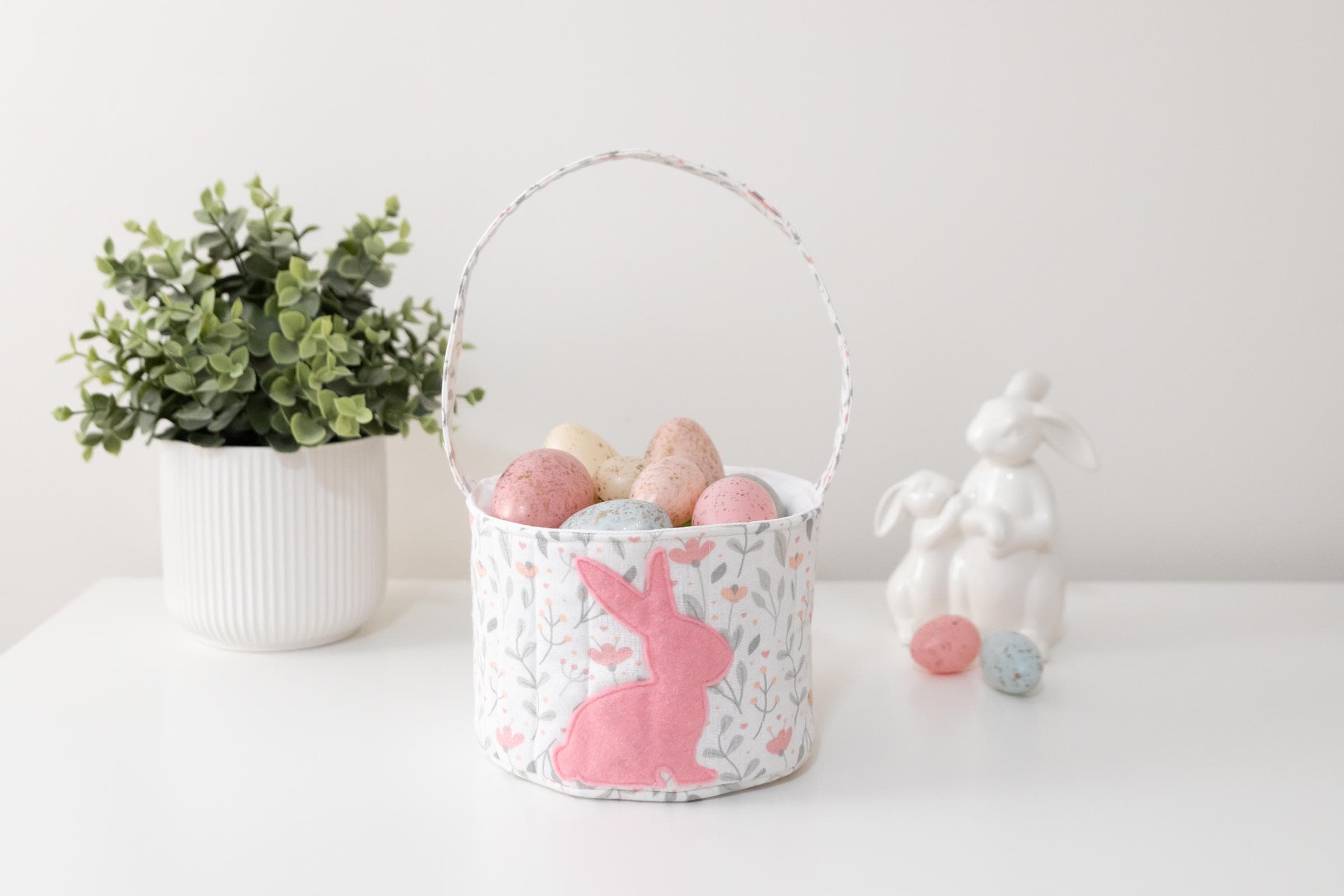 Bunny Easter Basket PDF Sewing Pattern: Quilted Applique Design - Etsy