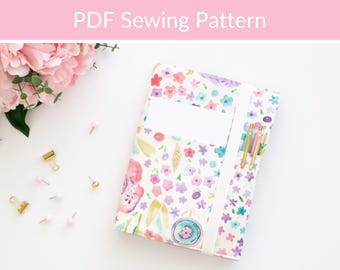 A5 Fabric Notebook Cover Sewing Pattern (PDF): DIY Planner or Journal Cover for Beginners