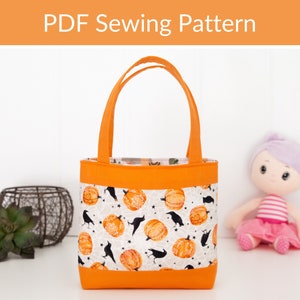 Modèle de couture de sac Halloween Trick or Treat, sac citrouille bricolage pour enfants, sac fourre-tout d'automne aux couleurs d'automne à faire