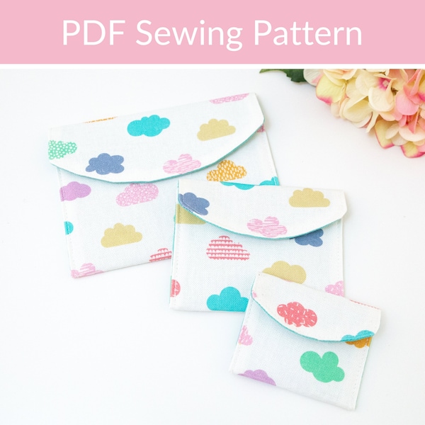 Easy Sewing Pattern Set of 3 Envelope Pouches, Jewellery Pouch, Accessory Pouch