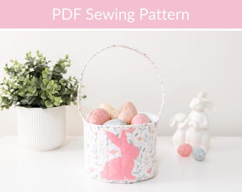 Easter Basket Sewing Pattern: Quilted with Bunny Applique Design PDF