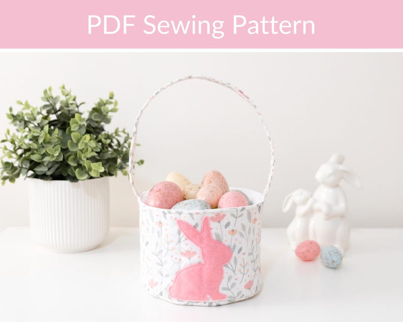 Bunny Easter Basket PDF Sewing Pattern: Quilted Applique Design - Etsy