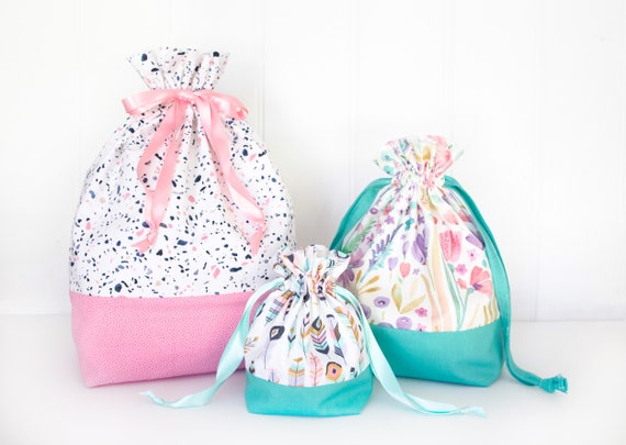 Buy Set of 3 Drawstring Bags PDF Sewing Pattern, Easy Sewing Pattern for  Beginners, DIY Birthday Gift Wrapping, Fabric Storage Bags Online in India  