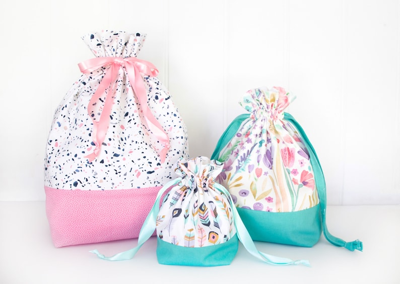 Drawstring Bag Sewing Pattern DIY Gift Bags to Sew in Small - Etsy