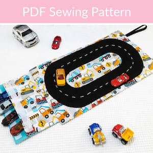 Easy Car Play Mat Sewing Pattern, Educational Toy, Fold Up Car Mat, Racing Car Track, Travel Play Mat