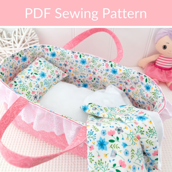 Doll Carry Cot Sewing Pattern, Baby Doll Basket, Doll Carrier