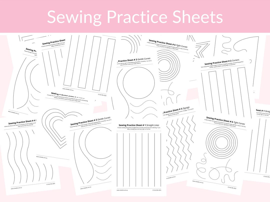 Sewing Machine Practice Sheets: Beginner Stitching Exercises (PDF ...