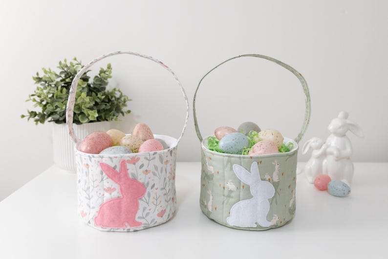 Bunny Easter Basket PDF Sewing Pattern: Quilted Applique Design - Etsy