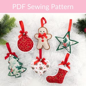 Felt Christmas Ornaments Sewing Pattern, Christmas Decorations, Christmas Sewing, Felt Pattern, Beginner Sewing Pattern, Christmas Craft