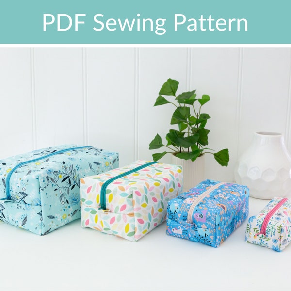 Easy Boxy Pouch Sewing Pattern, Zipper Pouch, Make Up Bag, Beginner Friendly Pattern