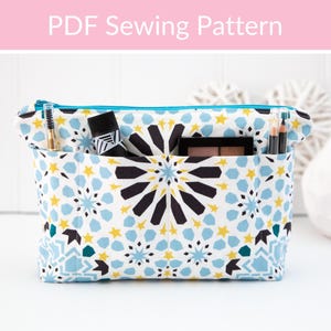Zipper Pouch with Pockets PDF Sewing Pattern, Handbag Organiser Easy Sewing Pattern