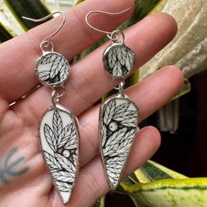 Vintage floral broken China earrings