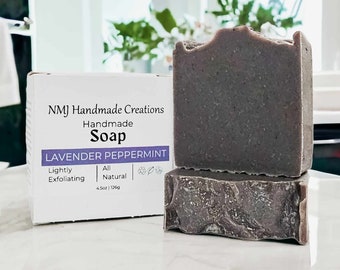 Lavender Peppermint, Homemade Soap Bar - Lightly Exfoliating