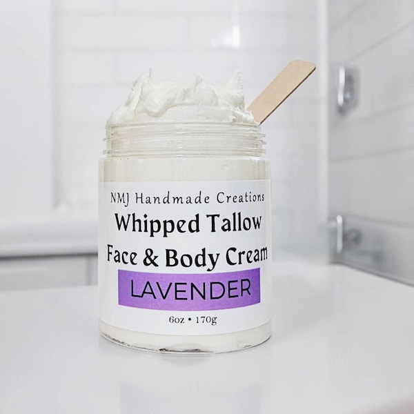 Lavender, Whipped Beef Tallow Face and Body Cream -  3 oz & 6 oz sizes