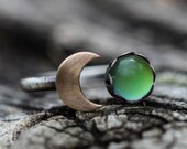 SOLID sterling silver and gold filled MOOD ring MOON phase half moon ring stacking mood ring Wiccan Ring Any Size