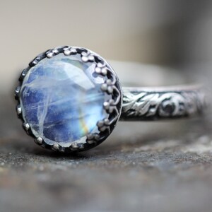 Moonstone Ring Solid Sterling Silver Rainbow Moonstone Vines