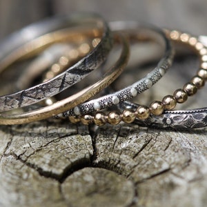 Stacking Ring Set Mixed Metal Stackers Solid Sterling Silver 14kt Gold filled Any Size image 3