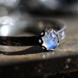 Black Moonstone Ring or Rainbow Moonstone Ring*  Solid Sterling Silver * Full Moon * New Moon * Witchy Jewelry * Any Size *