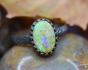 Monarch Opal Ring *DRAGONSKIN * Solid Sterling Silver   *Any Size*