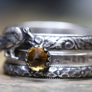 Raven Sterling Silver Ring Set: Citrine, Vines, Floral