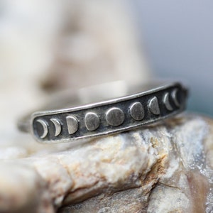 Moon Phase Ring * Night Sky Stacker * Celestial Stacking Ring * Solid Sterling Silver*  Crescent Moon Ring * Any Size *