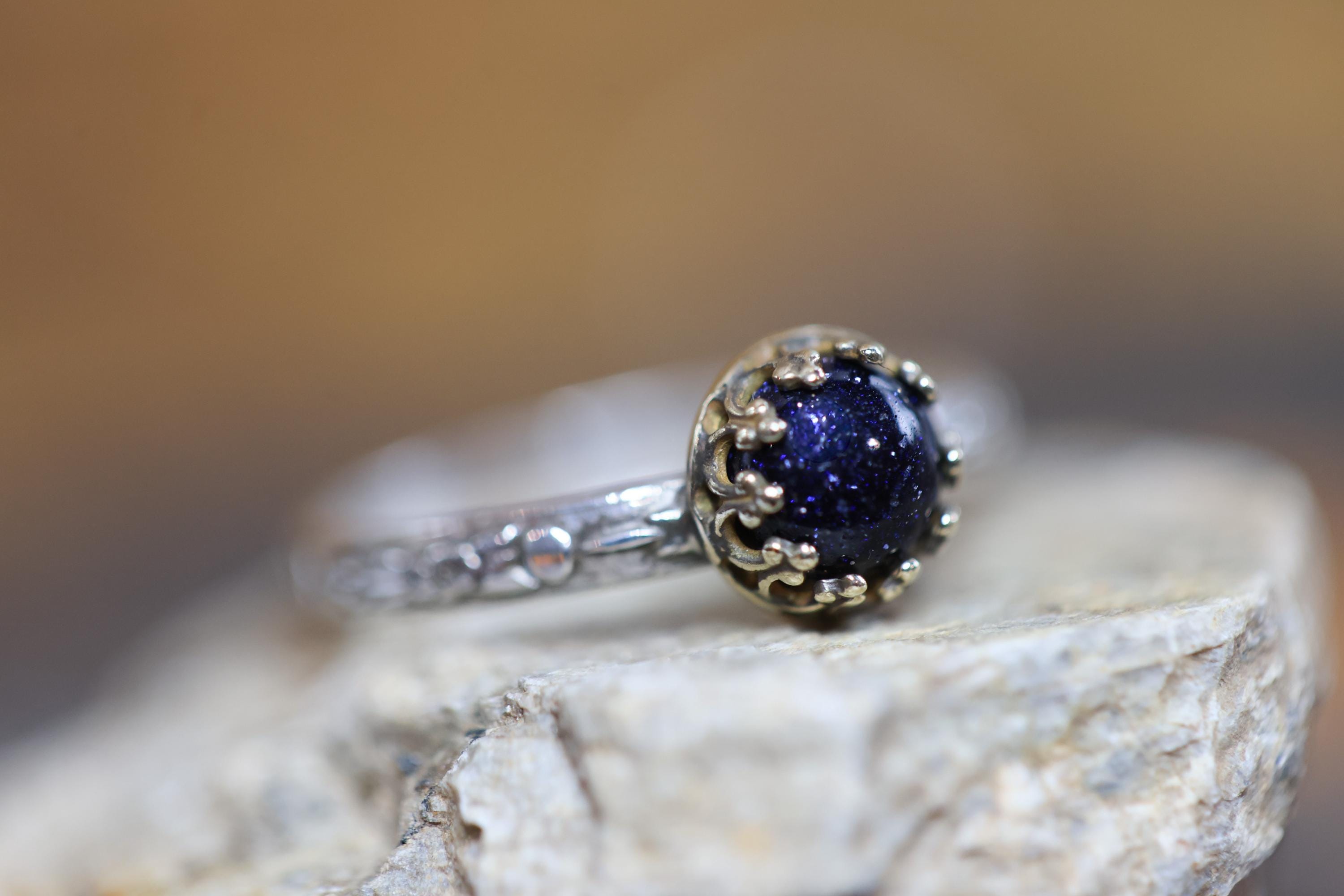Sparkle Blue Stone Ring 4.5 - Etsy