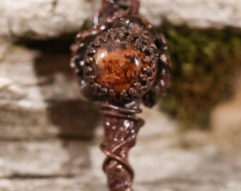 Skeleton Key Talisman*   Recycled Sterling Silver Magick Pendant * Autumn Moss Agate Fairy Talisman