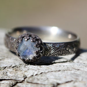 Moonstone Ring *solid sterling silver stacking ring* Rainbow Moonstone * Peacock band* Full Moon * Any Size *