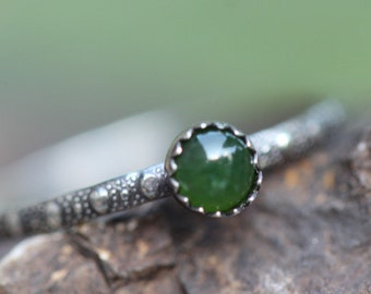 Jade Ring * Green Jade * Solid Sterling Silver Stacking * Good Luck Gemstone* Any Size
