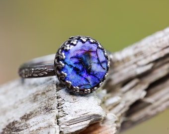 Monarch Opal Ring*  Full Moon* Solid  Sterling Silver* Any Size