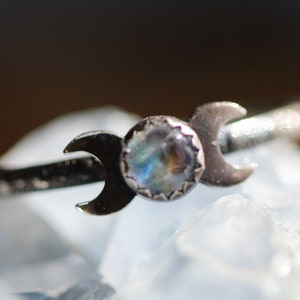 Hecate Ring *Triple Moon Goddess Ring * Hekate * Hecate * Moonstone Ring*  Any Size