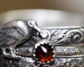 The RAVEN FiRe CITRINE rings set Three Solid Sterling Badb Patterned Rings sAMHAIn NEVERMORE Morrigan AUtuMn Any Size