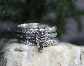 Bat Ring* Vampire Ring * Solid Sterling Silver *Single Ring OR Set of 3 *   * Witchy Jewelry * Any Size