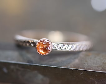 Bronze Sunstone Ring* Textured Band * Stacking Band *  Any Size