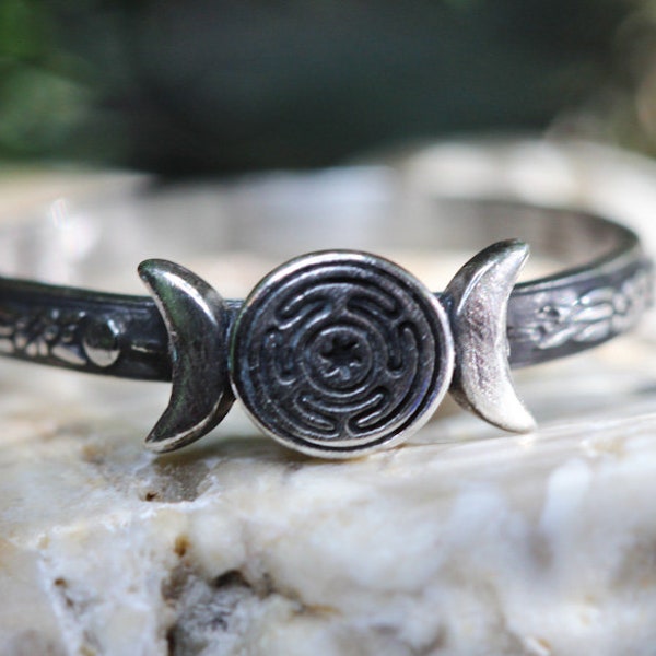 Hecate Ring * Solid Sterling Silver * Hekate * Triple Moon Ring * Goddess in You * Any Size