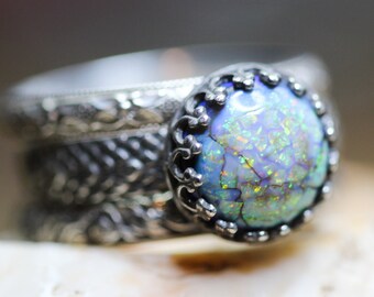 Monarch Opal FULL MOON Third EyE Ring SET of ThREE 10mm Dragonskin Solid Sterling Silver *AnY SiZe*
