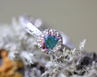 Topaz Ring * Sterling Silver Ring * Ice Aurora * 6mm Stone *Northern Lights * Any Size