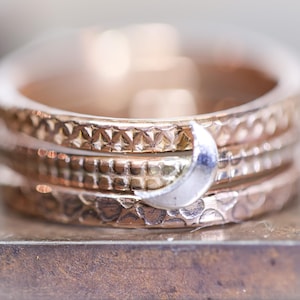 Bronze Stacking Ring Set* Snake  Banda * Sterling Crescent Moon * Stacker * Any Size
