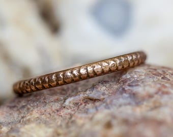Bronze Stacking Ring * Skinny Rose Gold COlor Pattern Band