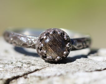 Black Moonstone Ring* New Moon * Coven Ring * Solid Sterling Silver * Witchy Jewelry * Any Size