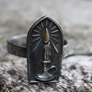 Kerzenhalter Ring * Sterling Silber * Edgar Allan Poe* Ring* Quoth Der Rabe * Jede Größe