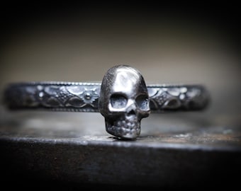 Skull Ring* Solid Sterling Silver * Halloween * Witchy Ring *  Any Size